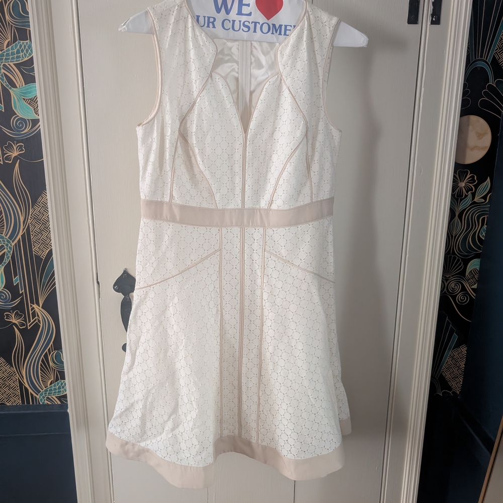 Ann Taylor Cream and Tan Lace Dress
